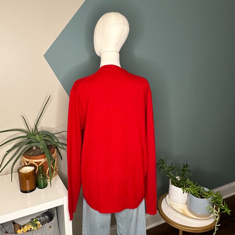 Vintage 90s Polo Ralph Lauren Cashmere Cardigan Sweater Red Y2K Classic Knit L - Picture 5 of 12